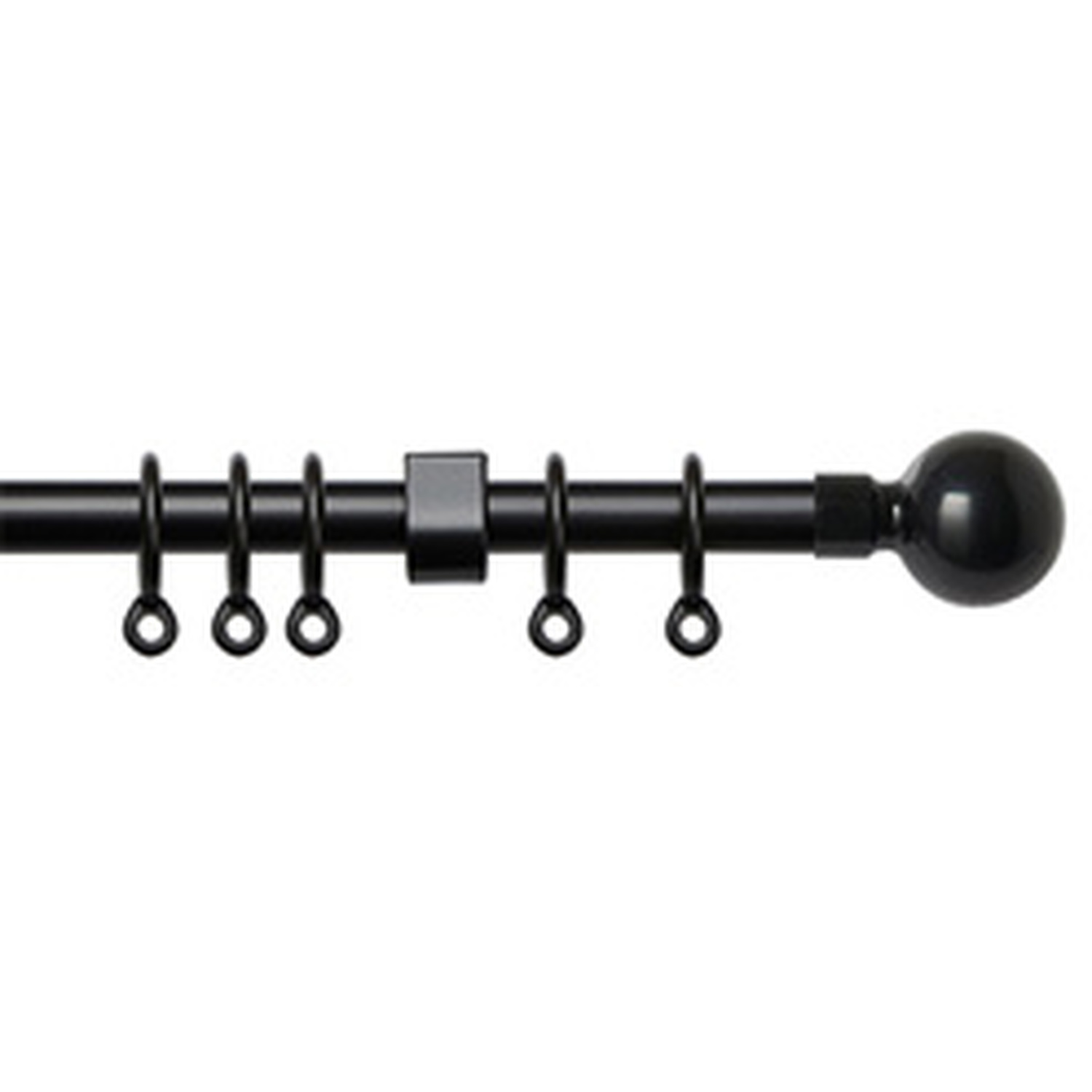 13 - 16mm Black Ball Metal Curtain Pole Set - Black / 120cm