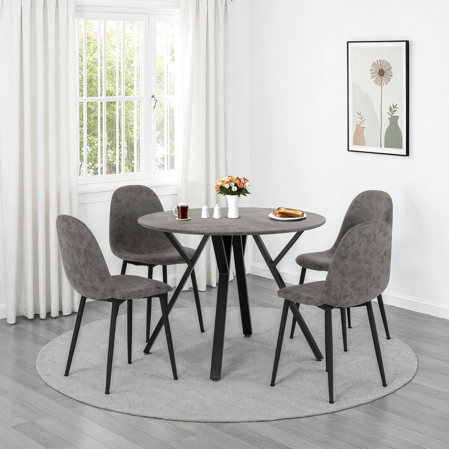Athens Round Dining Set - Concrete Effect