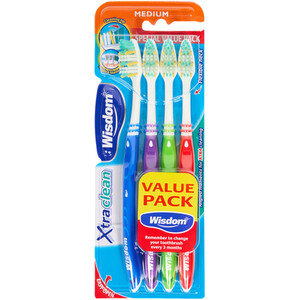 Pack of 4 Wisdom Xtra Clean Medium Toothbrushes