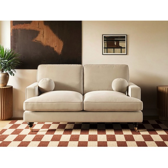 Addison 2 Seater Beige Velvet Sofa