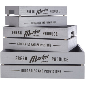 Naresso Grey Wood Set of 3 Provision Crates