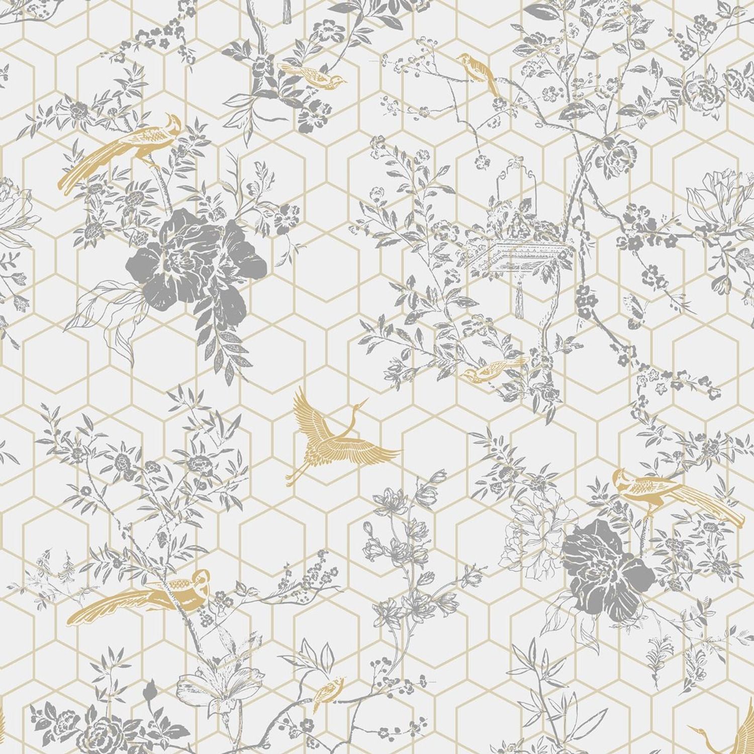 Himara Lipsy Geometric Wallpaper - Grey/Gold