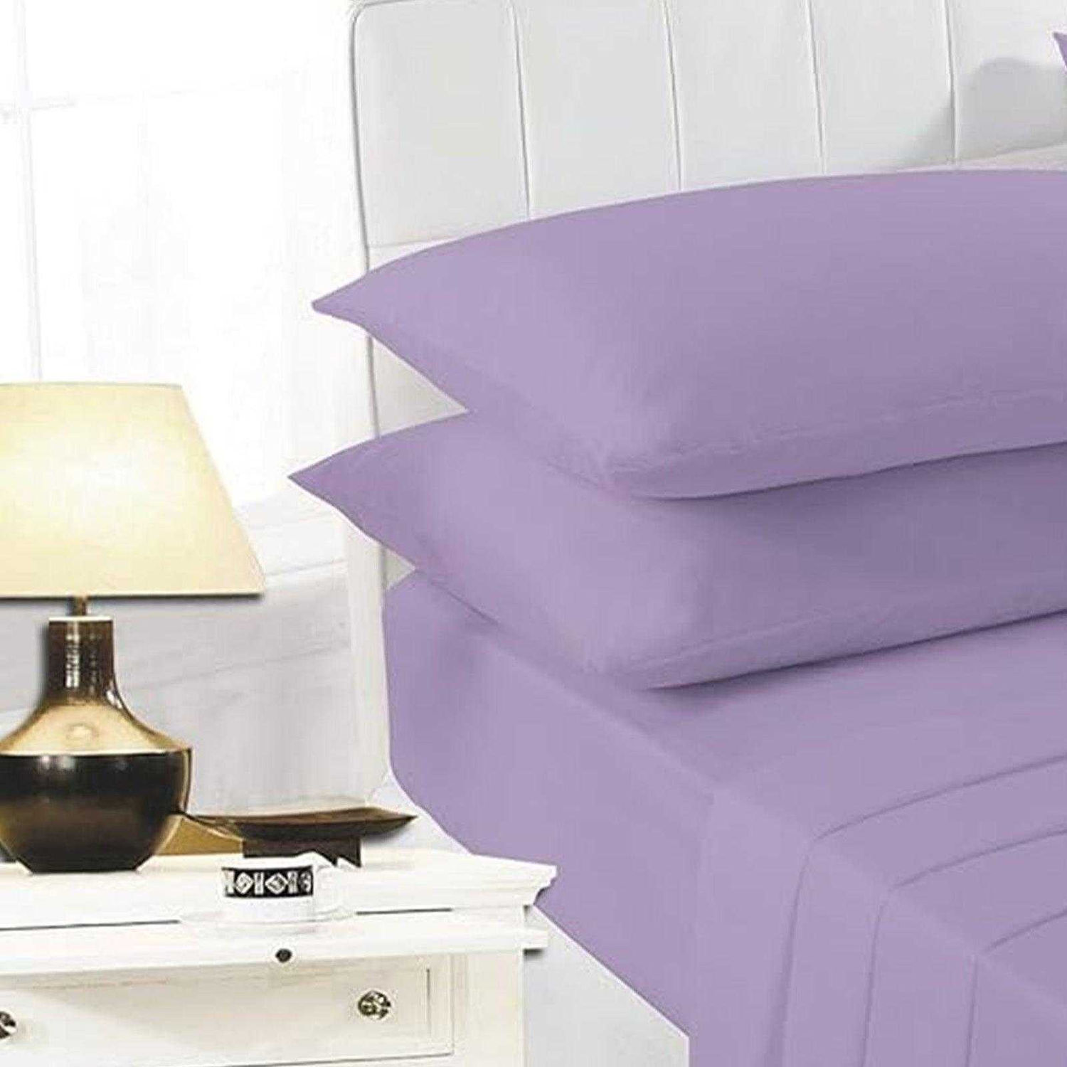 K Collection Percale Percale Fitted Sheet - Lilac / Single / Double