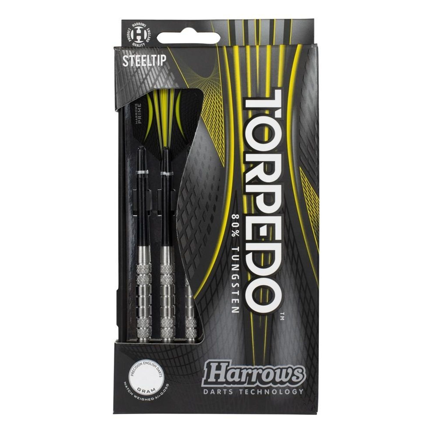 Harrows Torpedo Tungsten Darts (Pack Of 3) - Black/Yellow / 21G