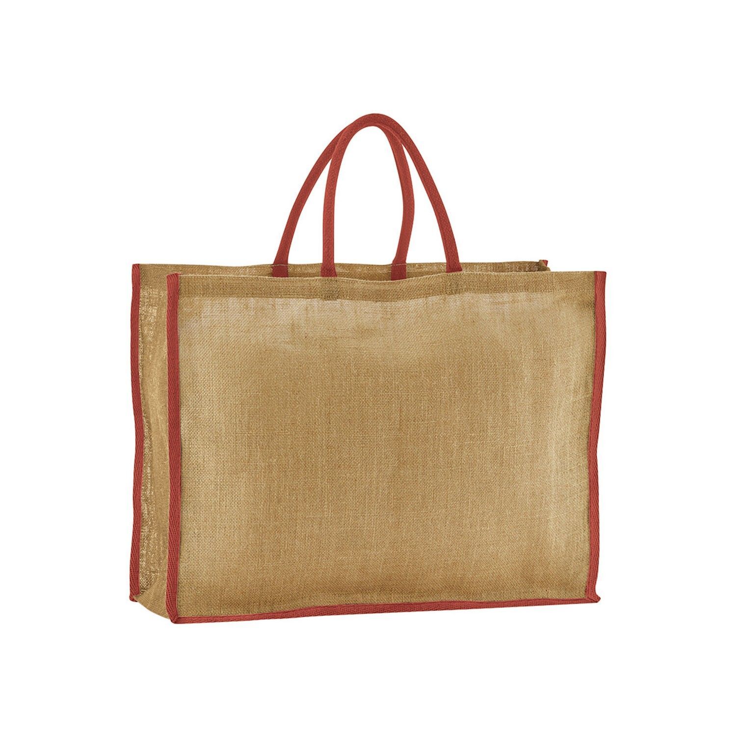 Westford Mill Contrast Starched Jute Tote Bag - Natural/Orange Rust