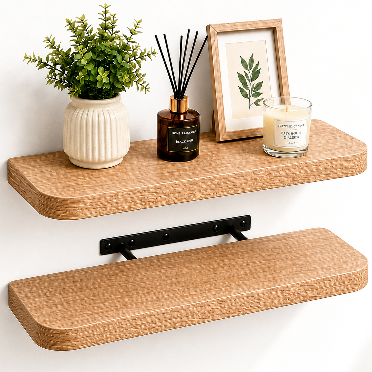 Innoteck Floating Wall Shelf With Curved Corners 60Cm Set Of 2