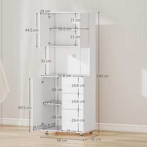 Cohana Wooden White Modern Kitchen Cupboard with 3 Drawers and Open Counter