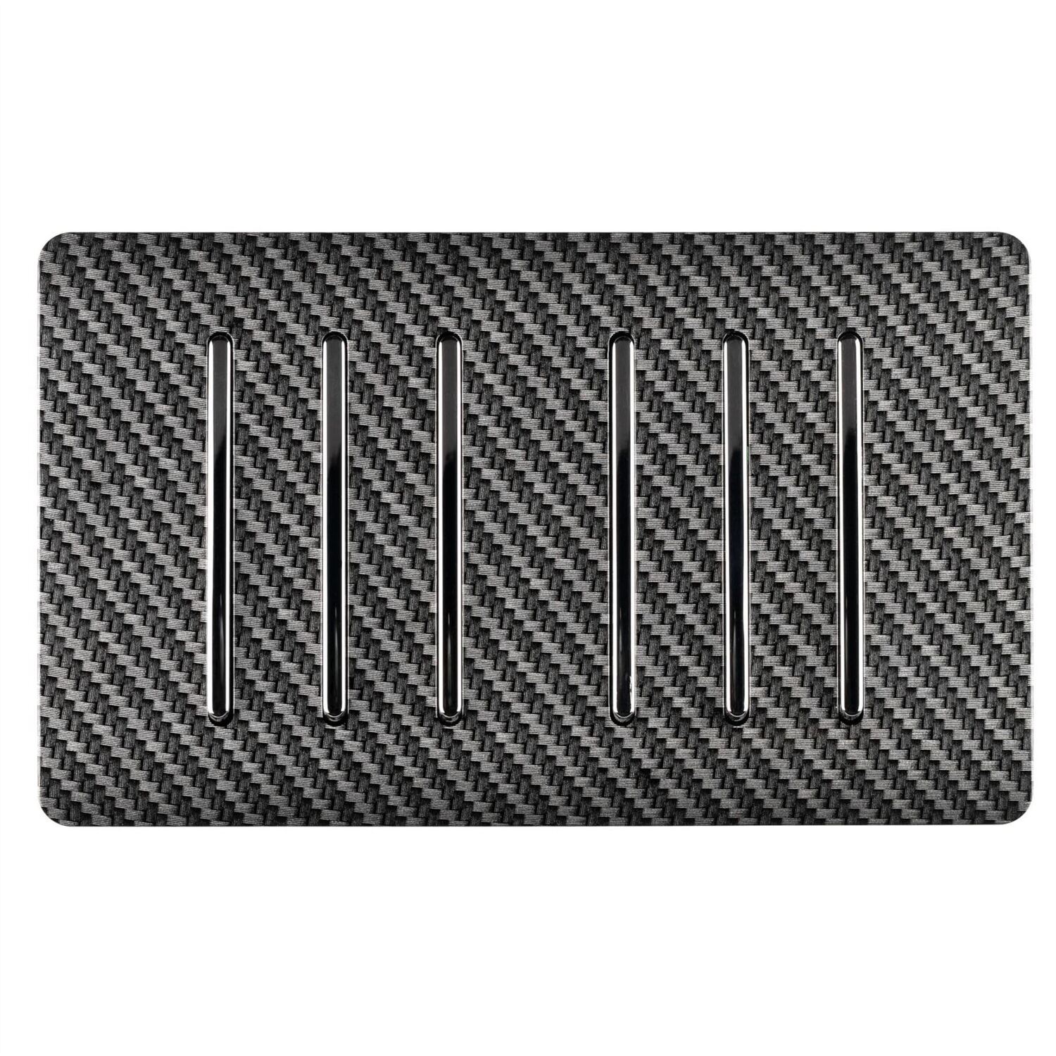 Trendi Artistic Modern Glossy 6 Gang 2 Way Rocker Double Plate Light Switch In Carbon Fibre 5060998721030 - Image 3