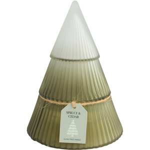 Spruce and Cedar Glass Tree Candle