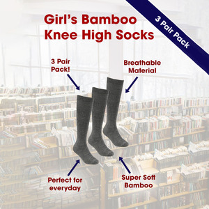 12 Pack Girls Soft Breathable Knee High Bamboo Socks