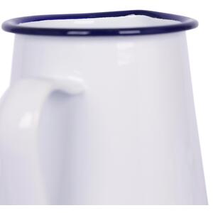 White Enamel Water Jug - 2.1L - Blue