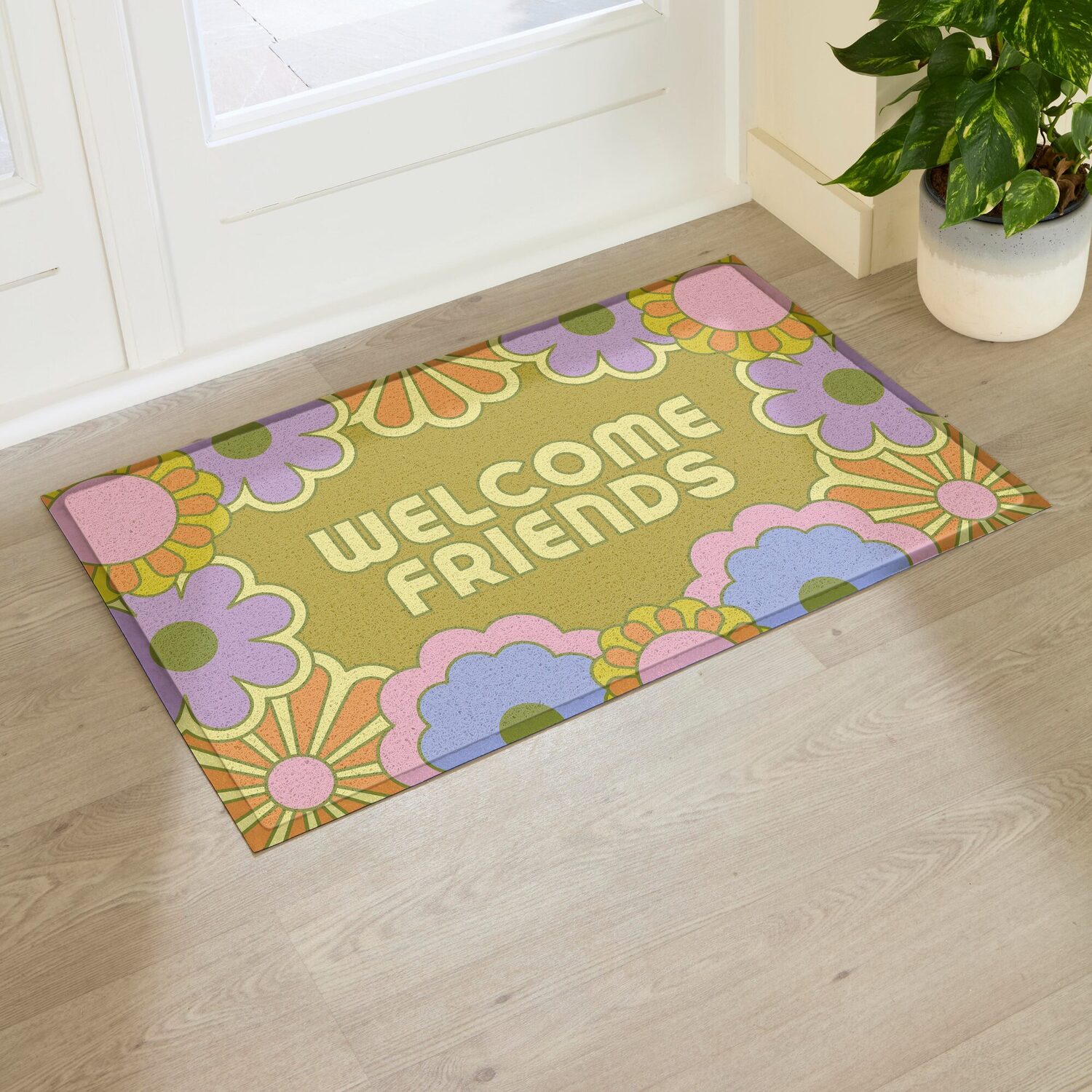 Artsy Mats Elizabeth Olwen Welcome Friends Indoor/Outdoor Doormat (90X60cm) - Multi / 90 X 60Cm