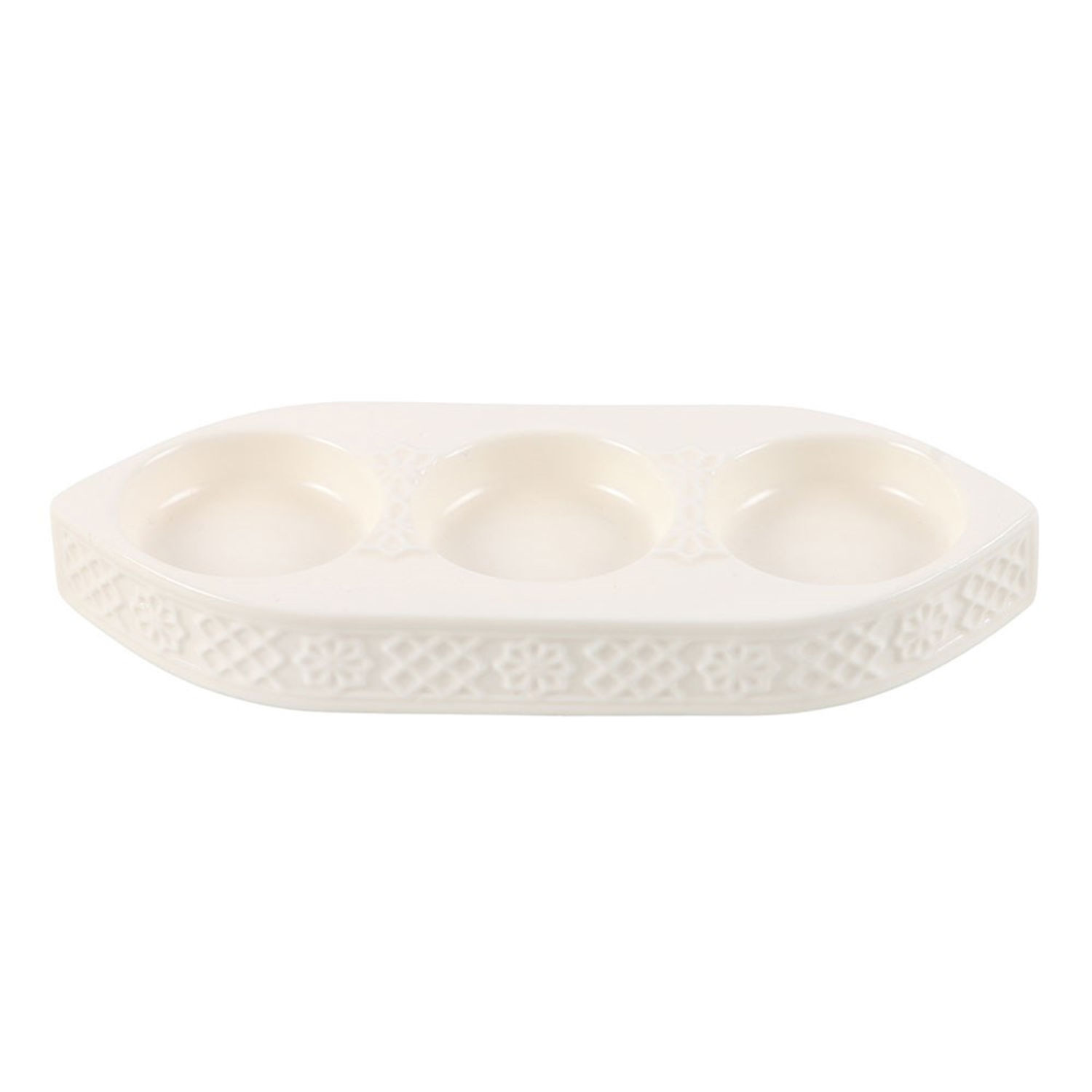 Something Different Geometric Triple Tealight Holder in White