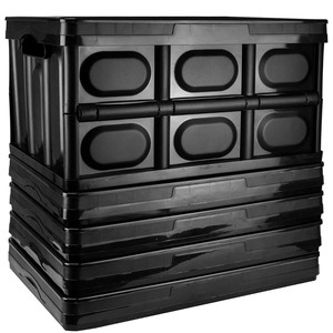 TekBox 56L Black Folding Storage Box - Set of 5 Boxes