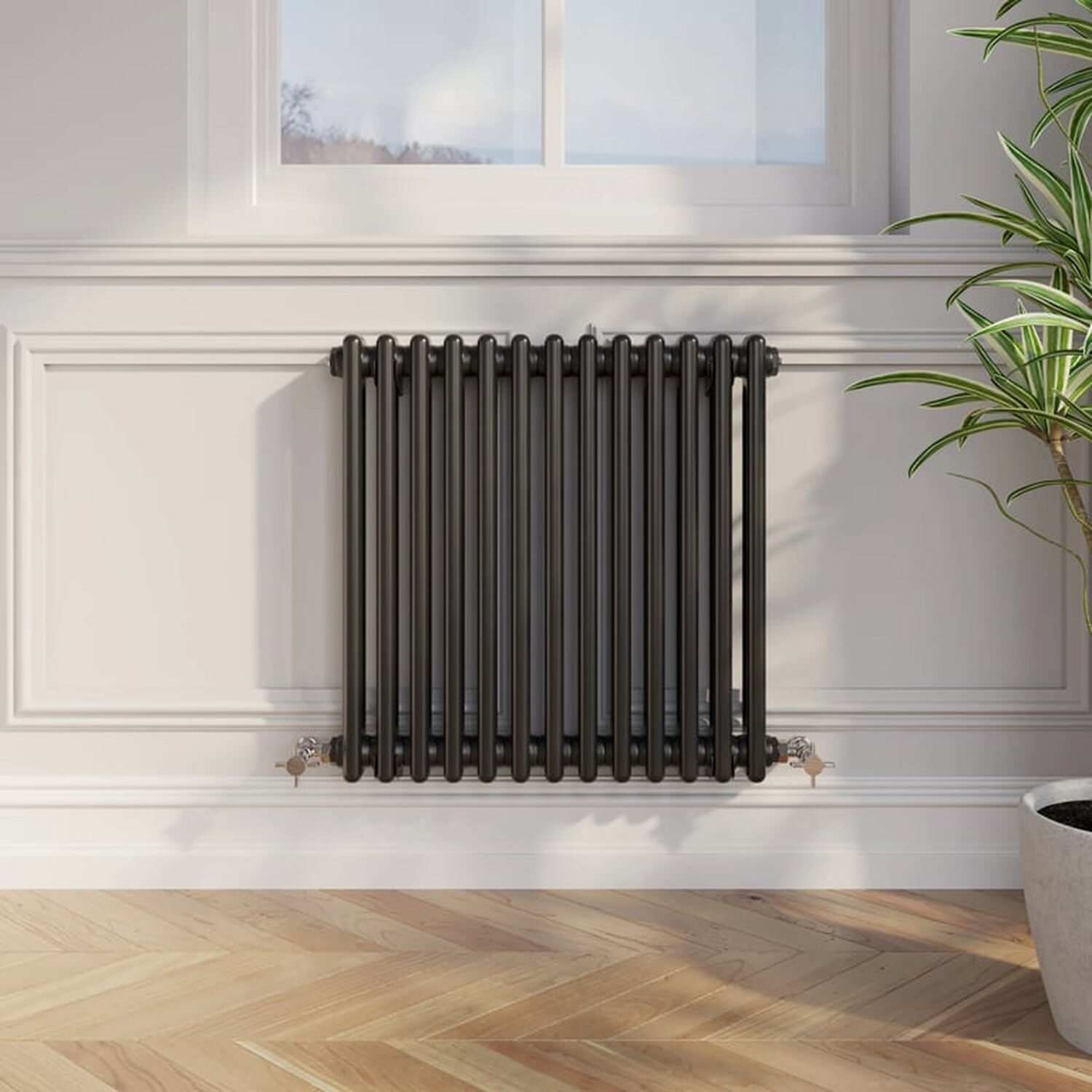 Temprazo Traditional Colosseum Double Bar Column Radiator Black 300 X 425Mm - Black / 605Mm / 600Mm / 70Mm