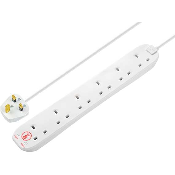 Masterplug surge extension lead 6 gang 13A 2m SRG6210N-MP