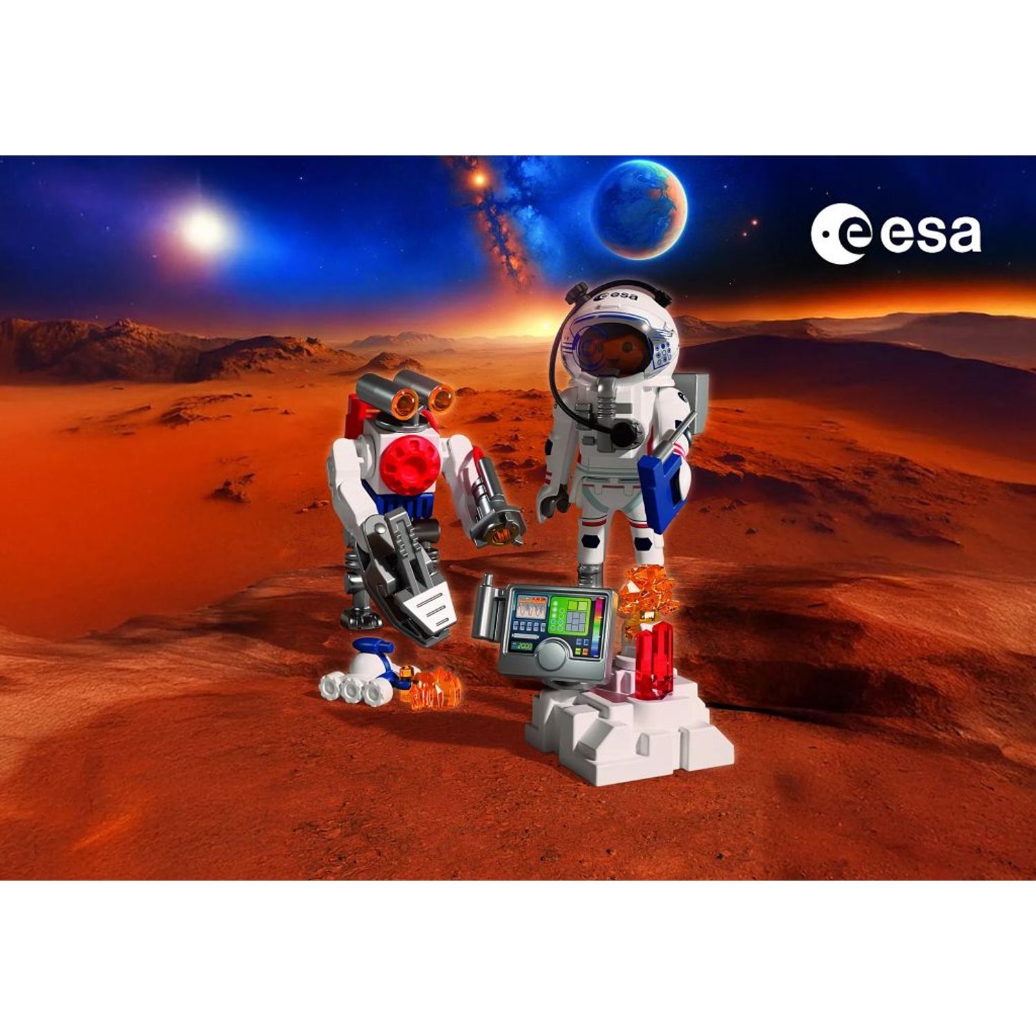 ESA: Astronaut with Robot - White