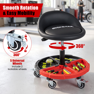 Rolling Mechanic Stool with Tool Storage Tray
