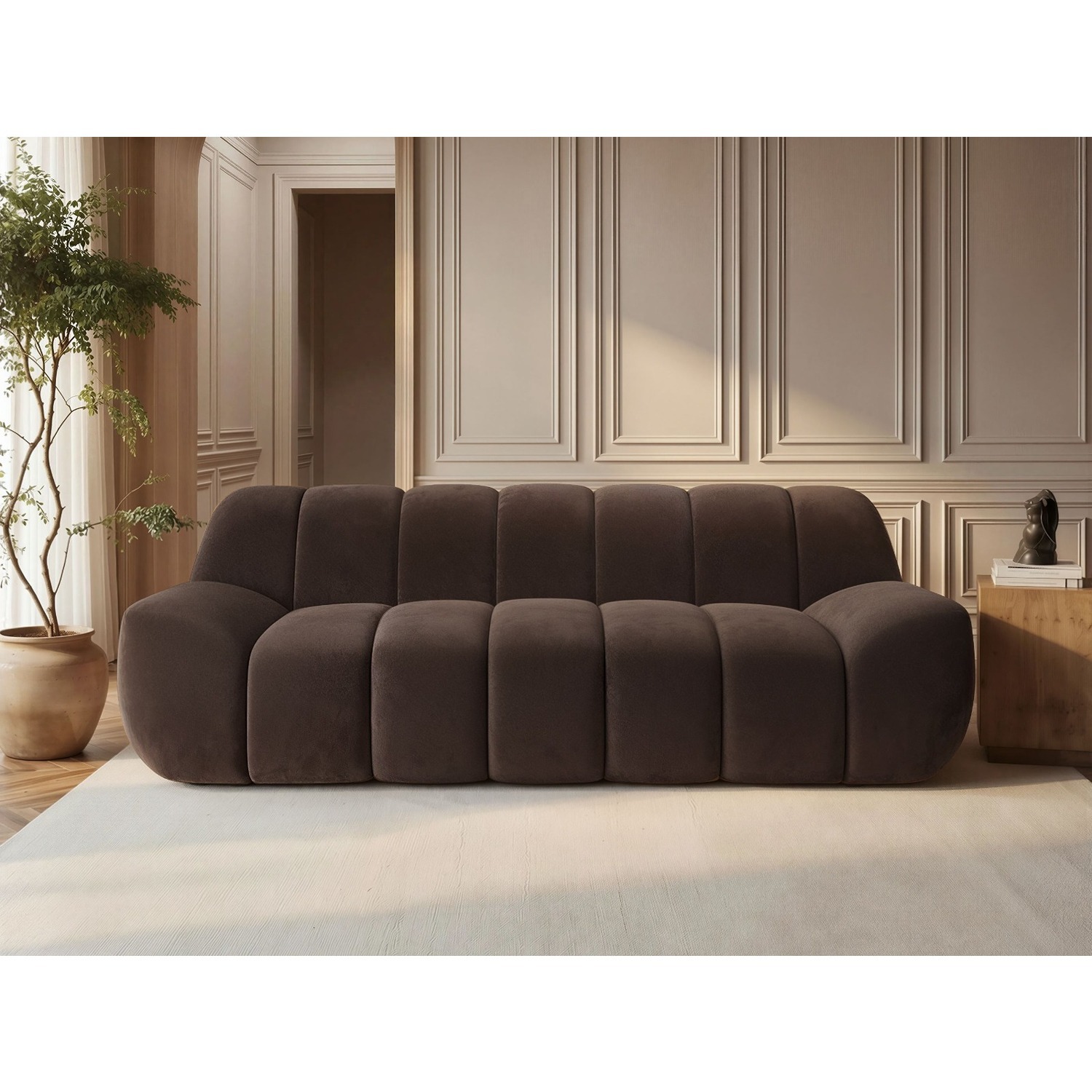Rackhams Brown Macy Large 3 Seater Sofa - Velvet - Image 2