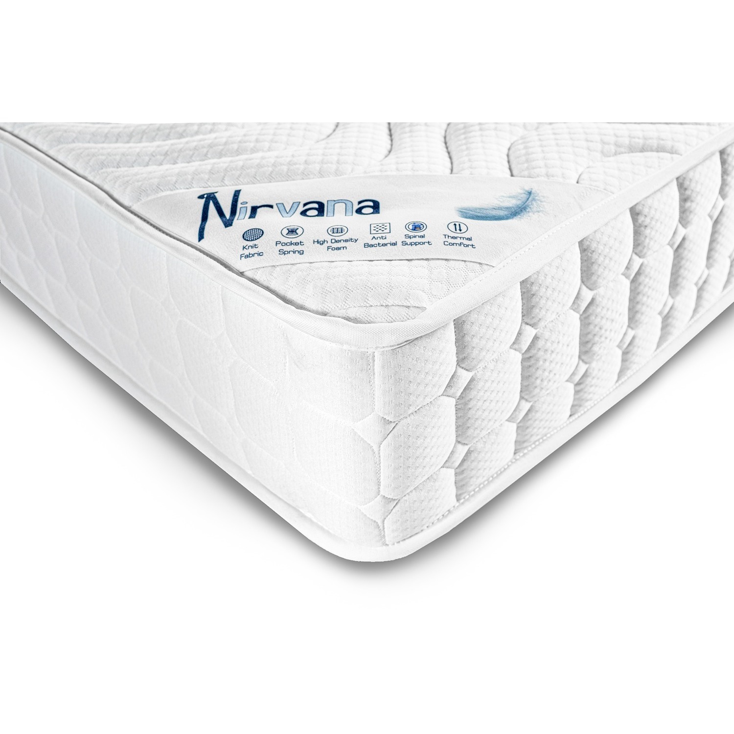 Maxitex Nirvana Pocket Sprung Mattress - White / Small Double
