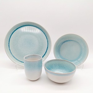 Reactive Blue Glaze Dinner Set Plates Bowls Cups