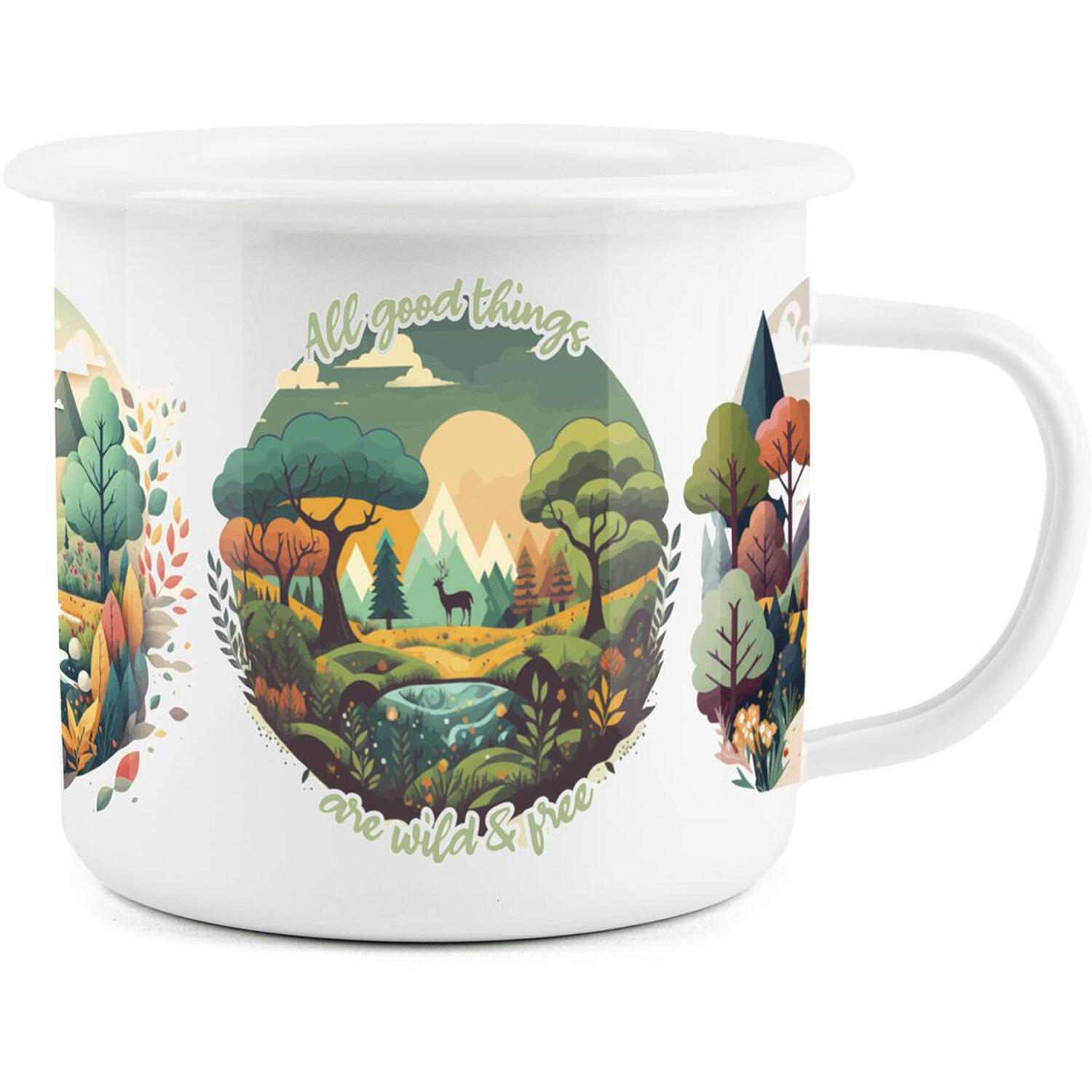 Image of Nature Themed Enamel Mug - Green