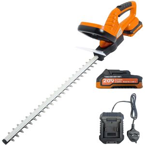 Cordless Hedge Trimmer 20V with Battery, 570mm Blade, 16mm Teeth, 2.5kg Lightweight
