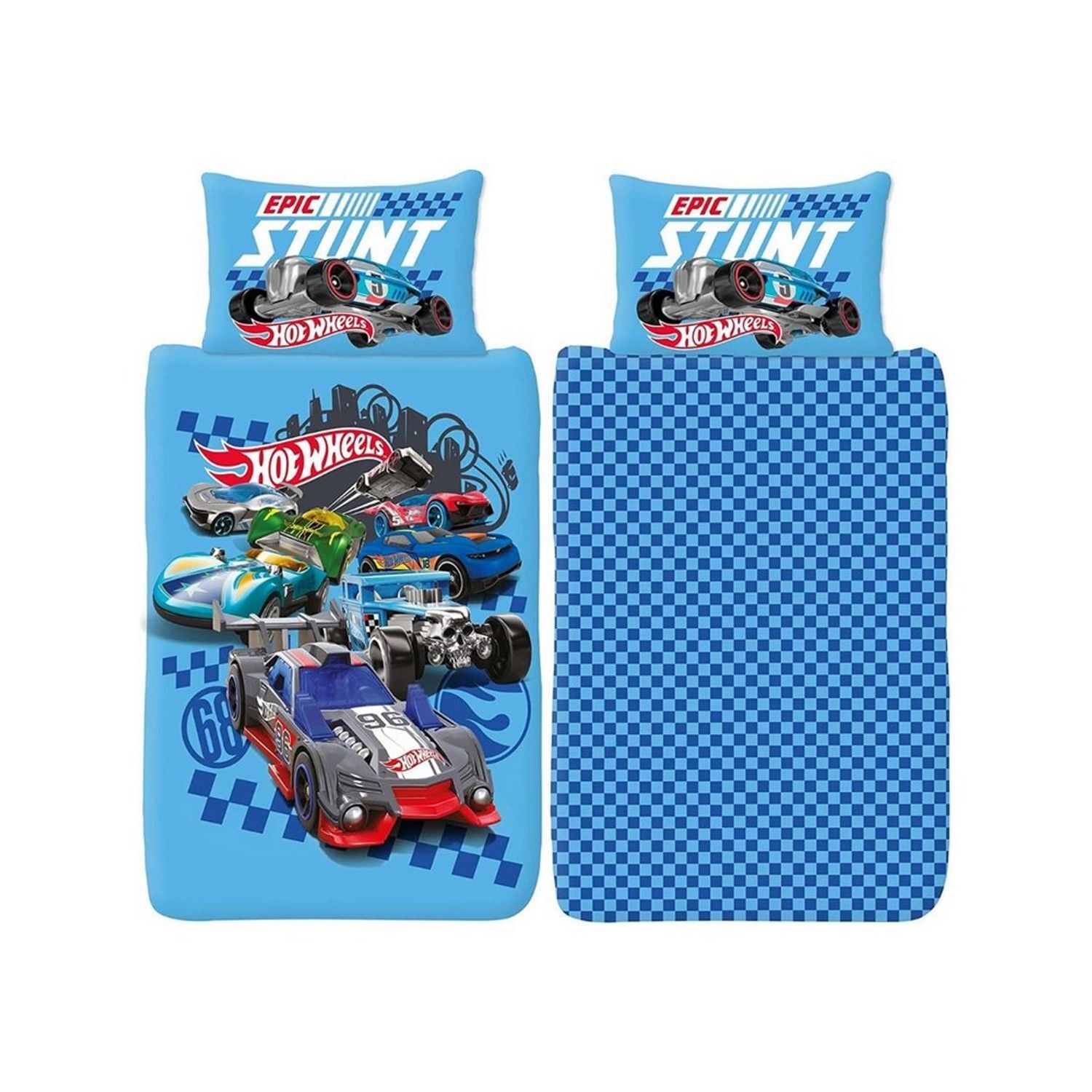 Hot Wheels Epic Stunt Duvet Cover Set - Blue/White/Red