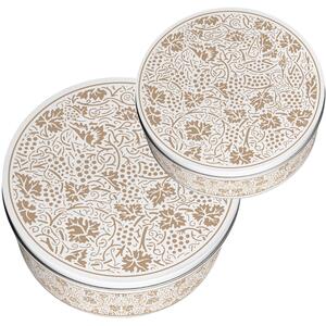 Yellow Oak Leaves & Berries Round Nesting Cake Tin Set