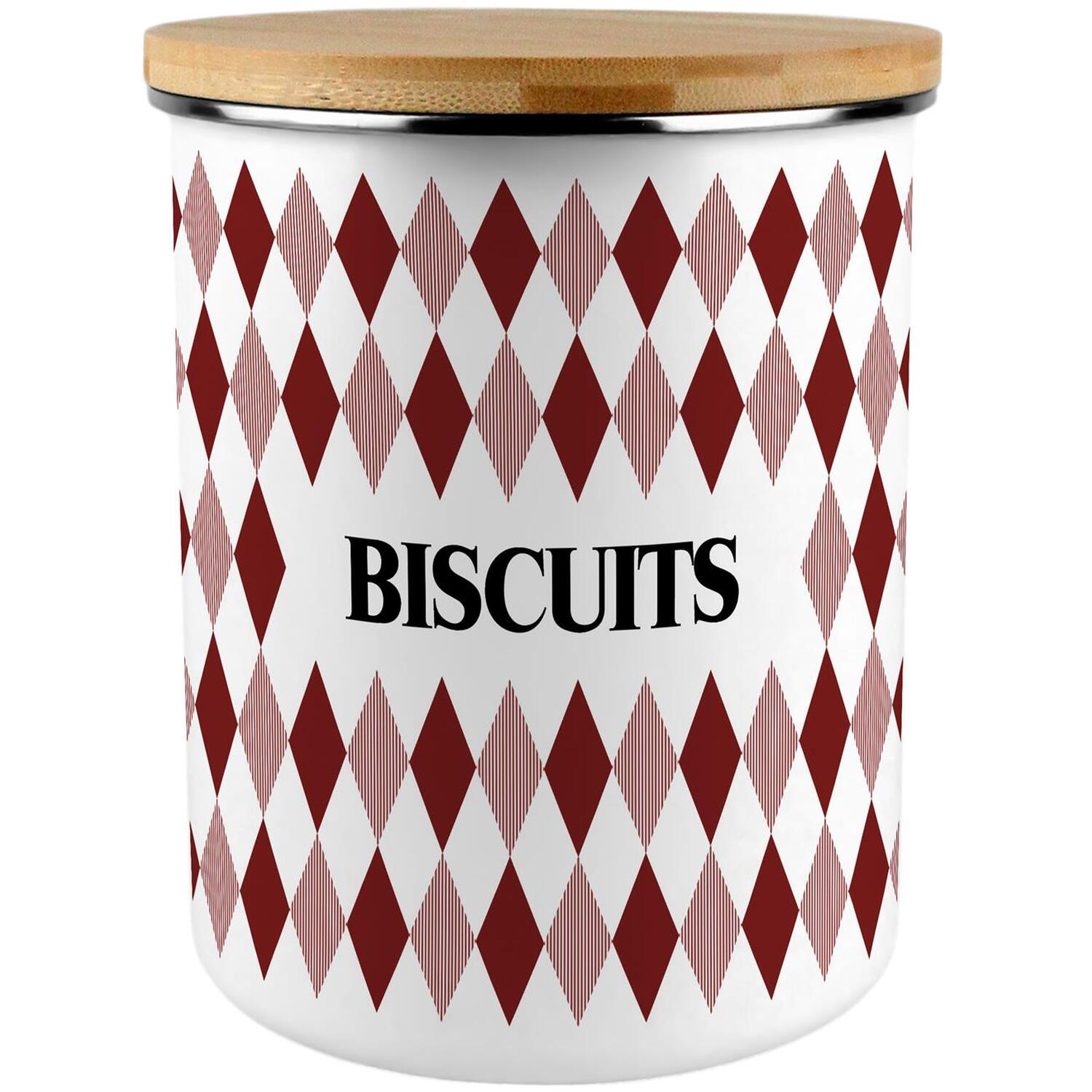 B&Q -  Red Argyle Print Extra Large Biscuit Tin - Image 3