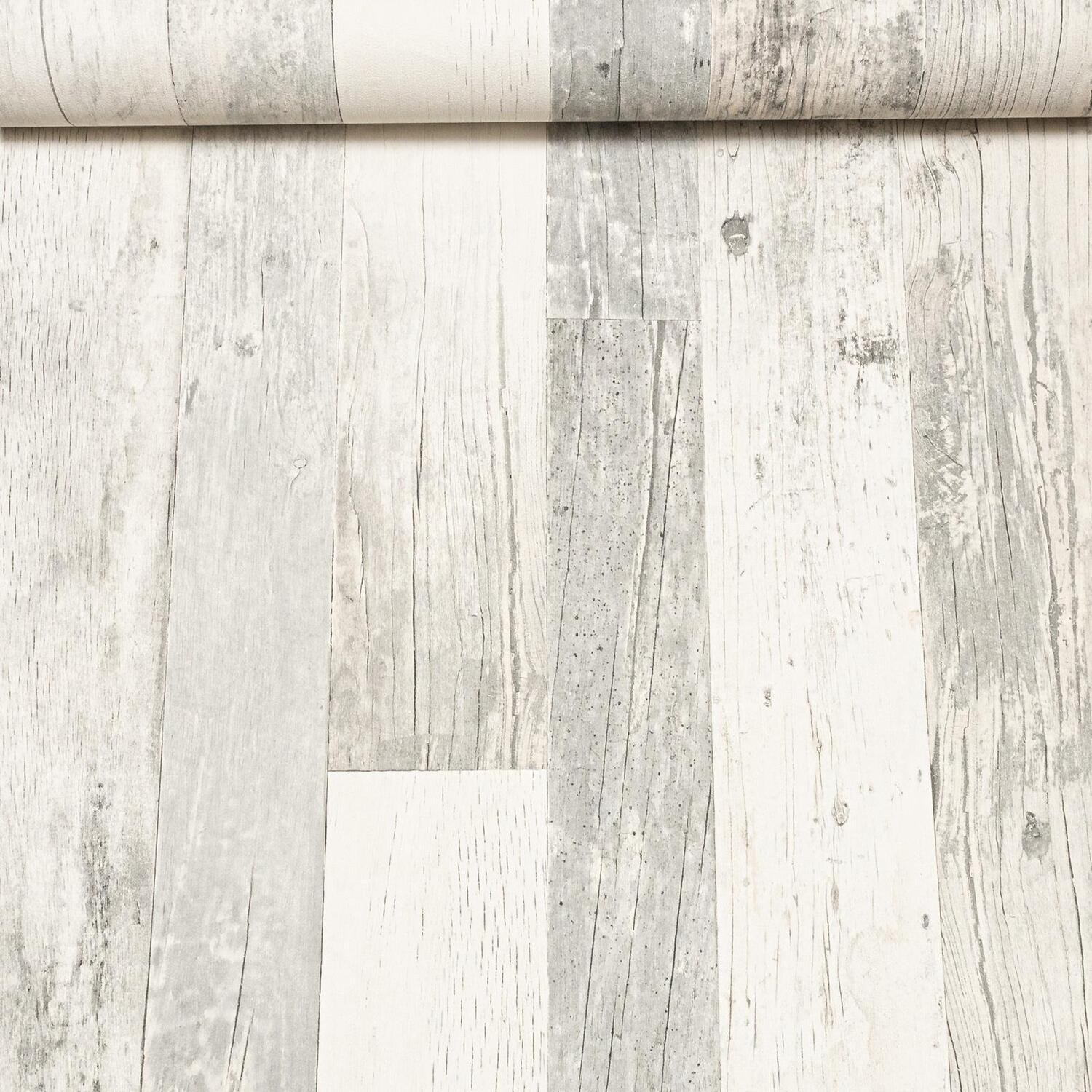 SOPHIE LAURENCE Off White Grey Wooden Plank Effect Wallpaper – Realistic Textured Non-Woven Vinyl, Paste The Wall Feature Wall Covering for Living Room, Bedroom, Hallway & Kitchen, 10m x 0.53m - Image 4