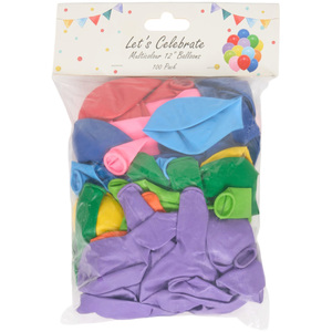 Pack of 100 Multicolour Balloons