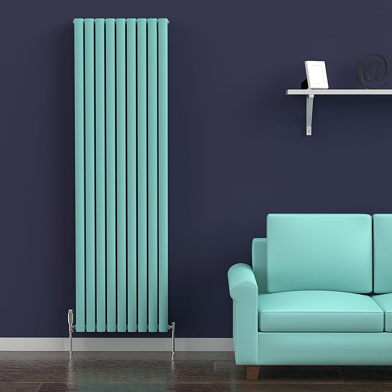 Lux Heat Oval Coloured Vertical Radiator - Light Aqua Green - 1800Mm X 540Mm (Double) - Light Aqua Green