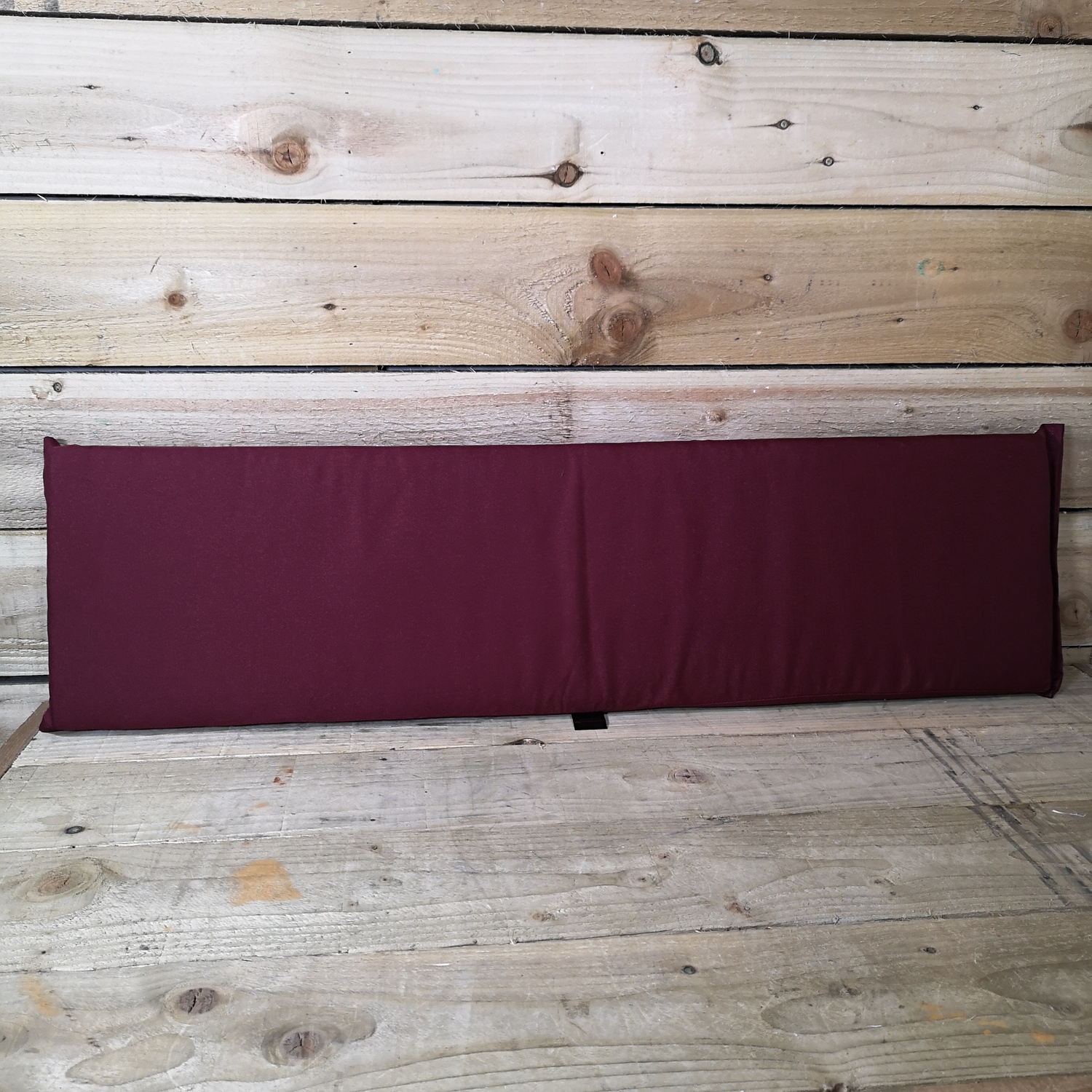 Rackhams Burgundy Charles Taylor 3 Seater Bench Wooden Chair Back Cushion In - Image 2