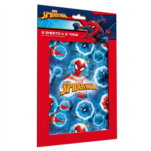 Pack of 6 Spider-Man Design Gift Wrap Sheets and Tags