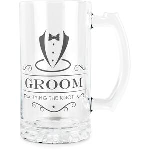 Groom Glass Tankard Stein - Wedding Party Gifts