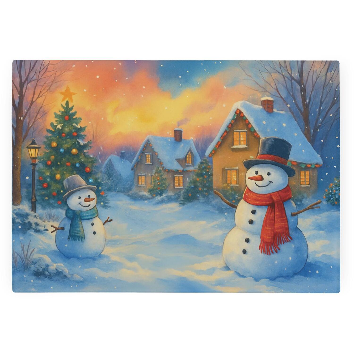 Image of Christmas Snowmen Smooth Glass Worktop Saver&hellip;