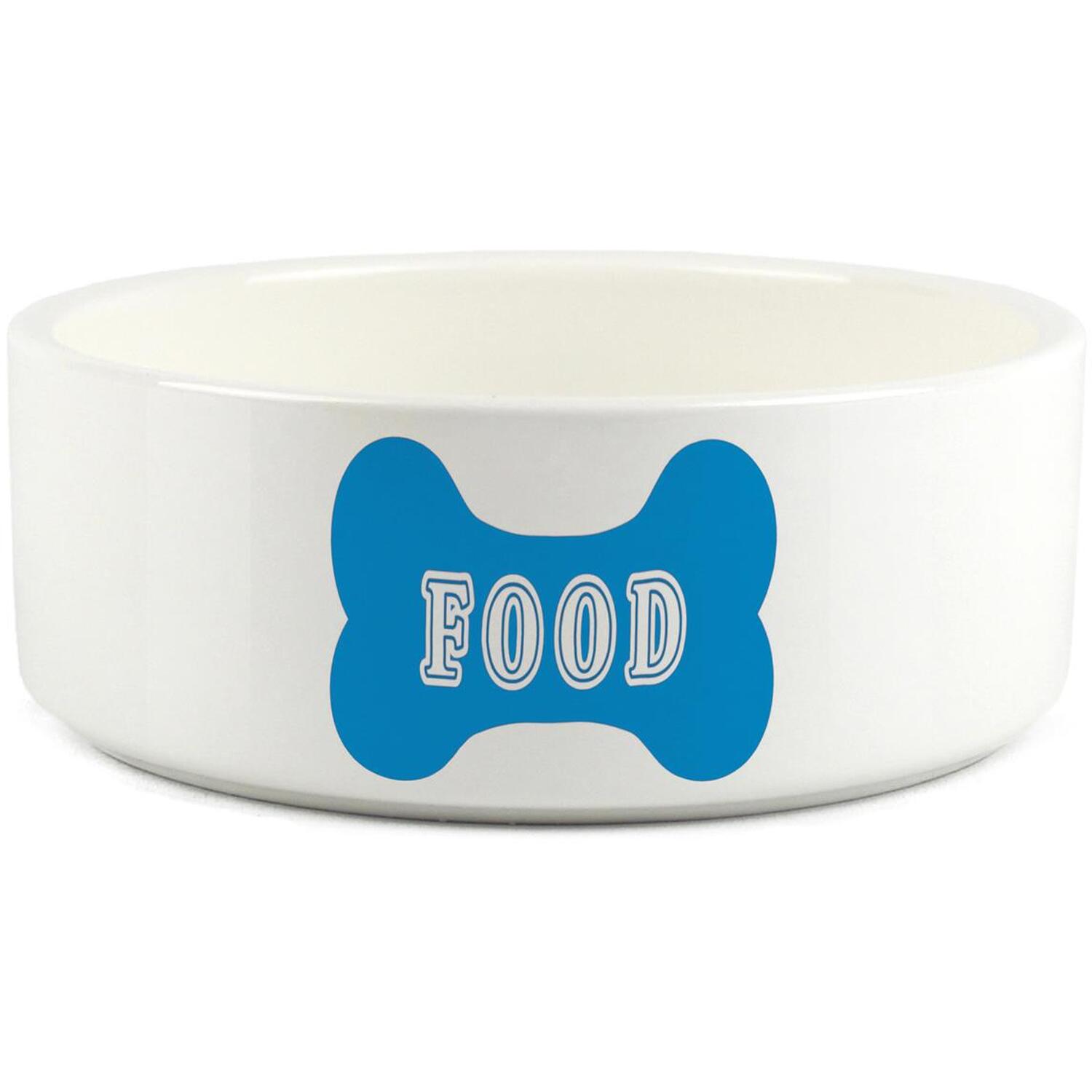B&Q -  Blue Dog Bone Food BowlSmall Ceramic Feeding Dish For Dogs - Image 3