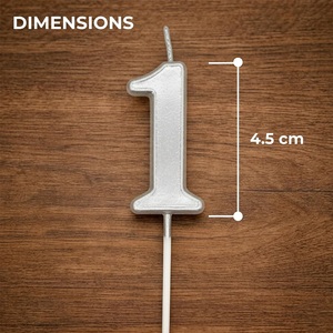 Shatchi Silver Number '1' Cake Candle, 4.5 cm