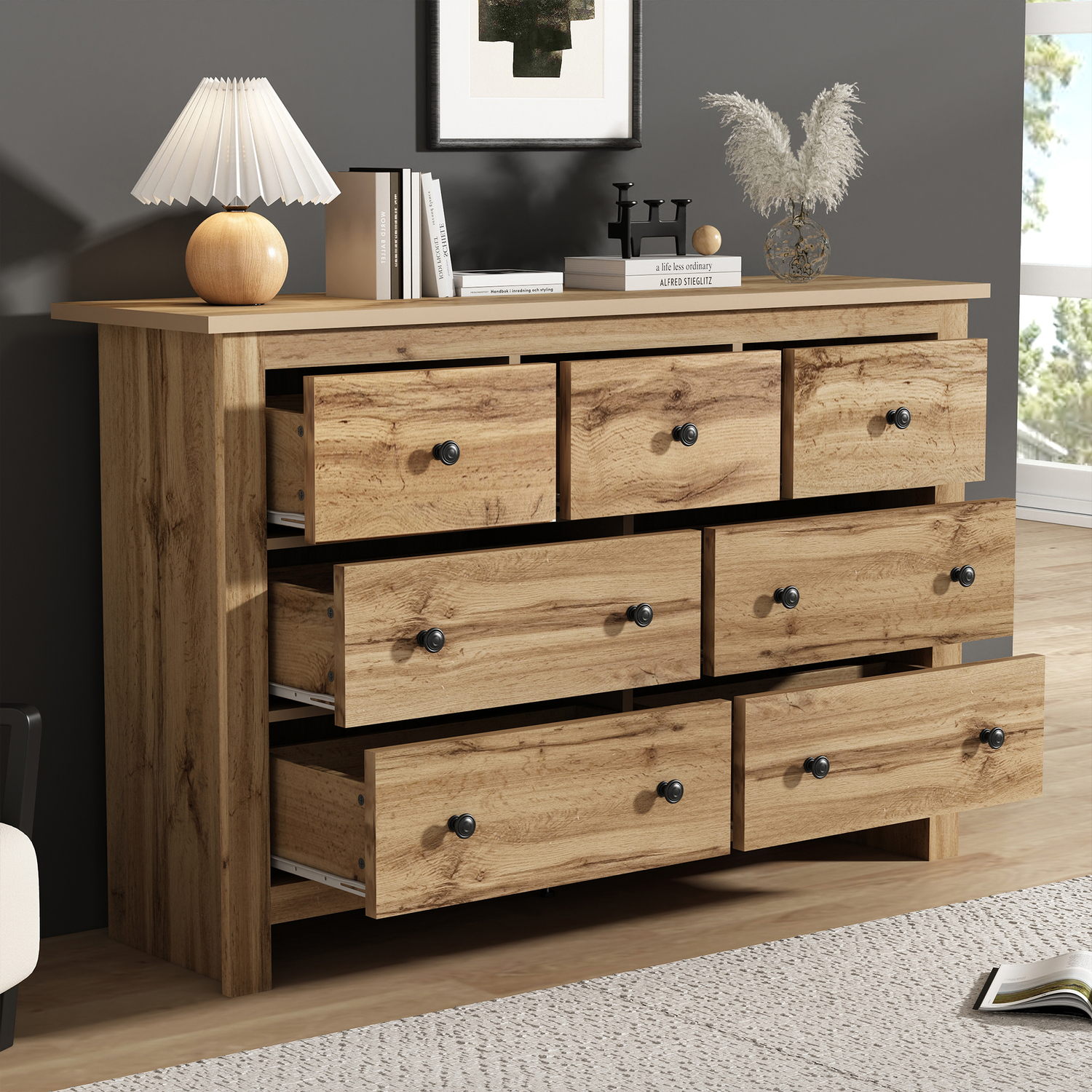 Aka Modern Vintage Wood Storage Cabinet With 7 Drawers, Wood Colour - Wood
