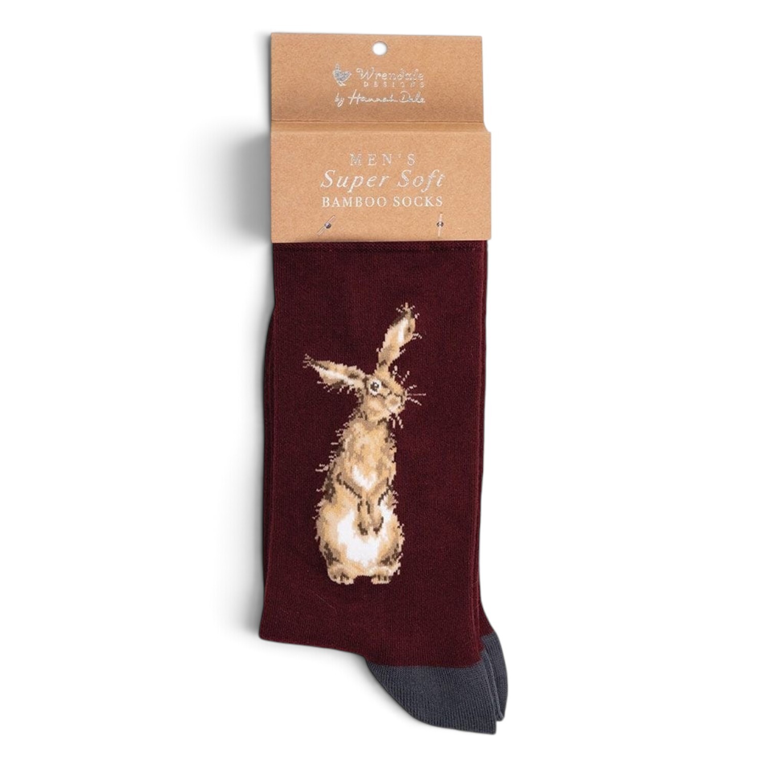 Wrendale Designs Illustrated Animal Socks For Men - Choice Of Design K - Burgundy And Navy - Image 2