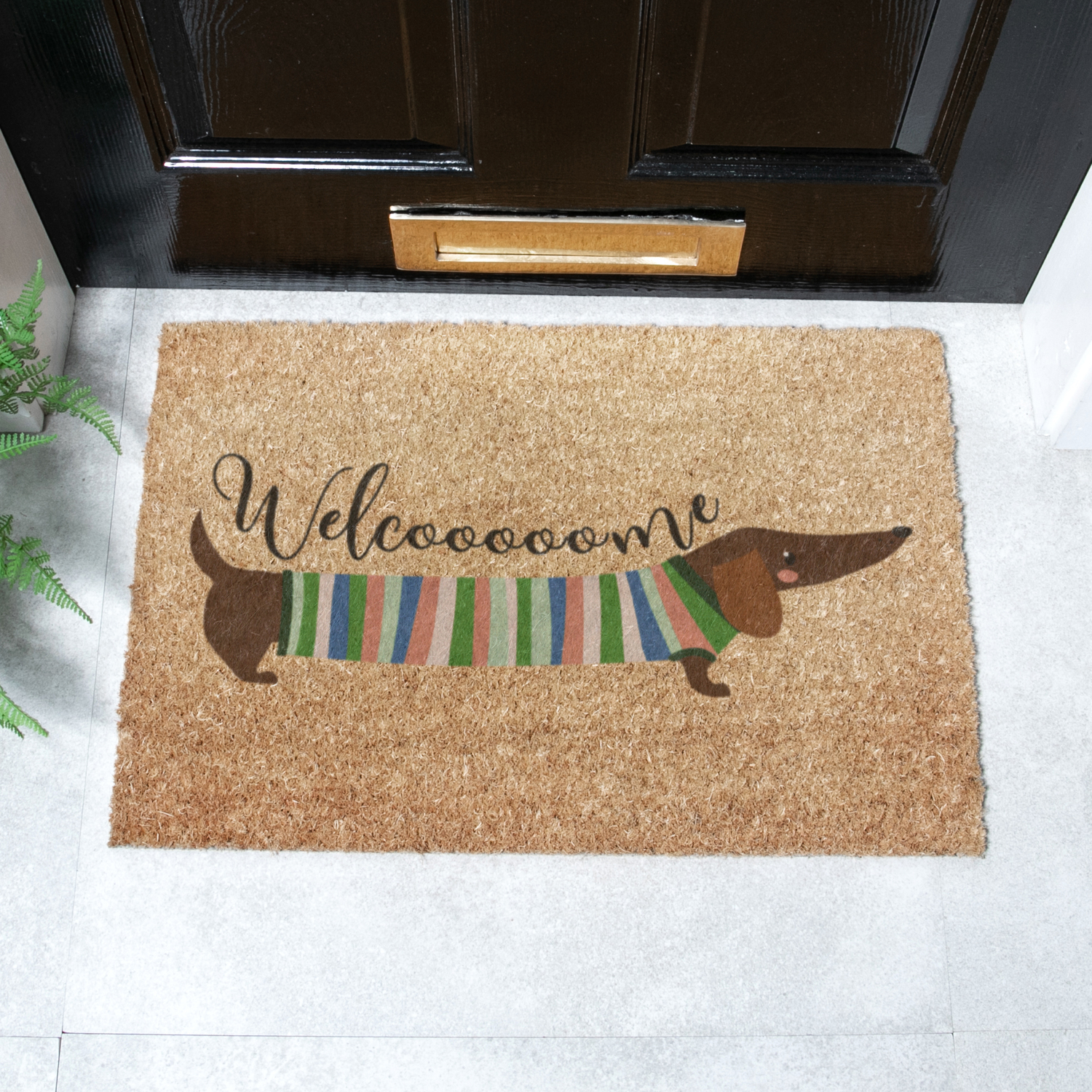 Artsy Mats Welcome Sausage Dog Doormat - Brown
