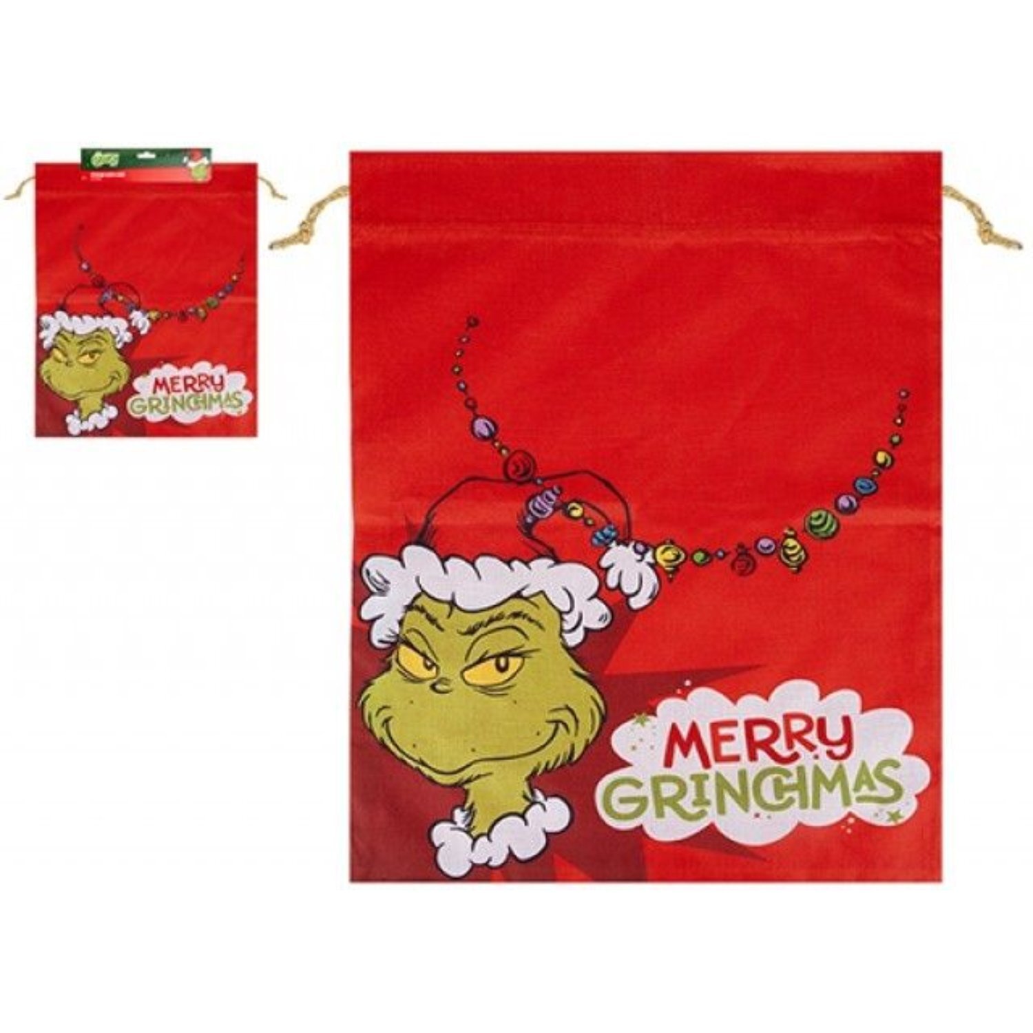 Kdmd Christmas Grinch Santa Sack Red - Red