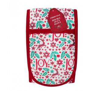 Christmas Joy Double Oven Glove 100 percent Cotton