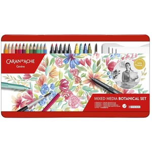 Caran d'Ache Botanical Colouring & Lettering Set, 24 pcs, Metal Case, with Class