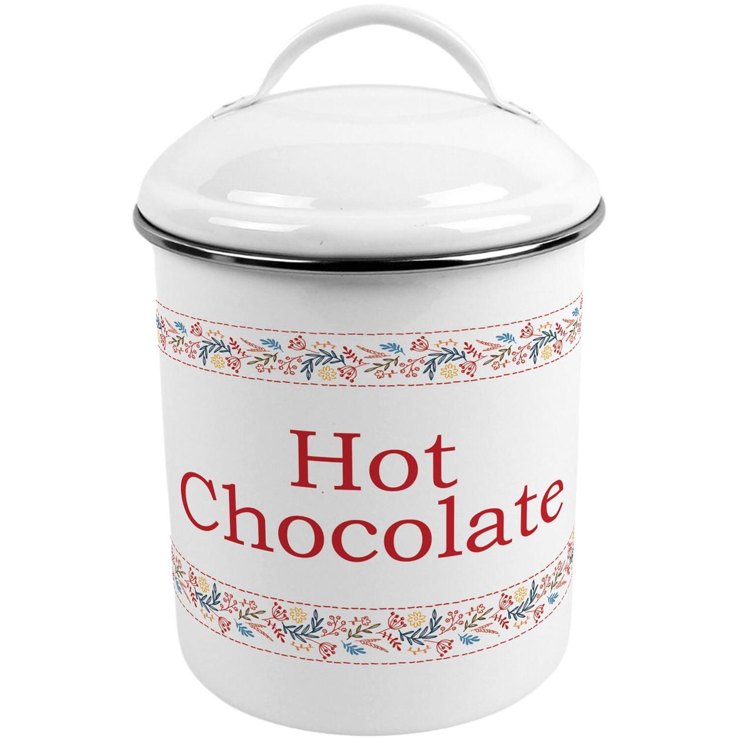 B&Q - Floral Embroidery Hot Chocolate CanisterMetal Kitchen Storage Container - Image 2
