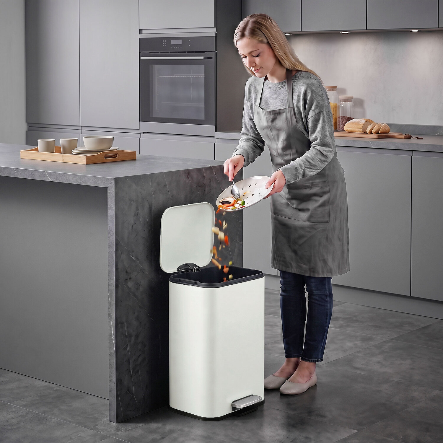 B&Q -  20L Kitchen BinPedal Bin With Removable BucketCream White - Image 6