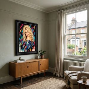 Dolly Parton Denim Pop Art Black Frame Canvas Print Decor - 60 x 80cm