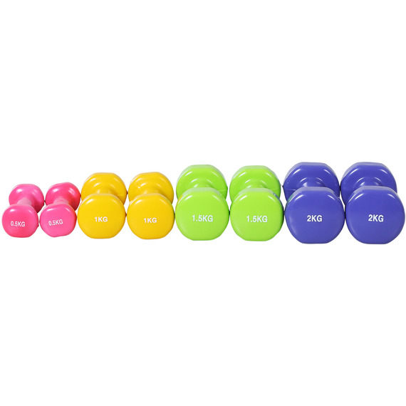 HOMCOM 10kg Colourful Dumbbell Weights Set 