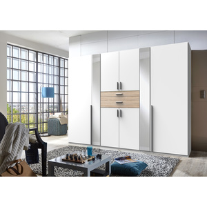 Odessa 6 Door White and Oak Wardrobe